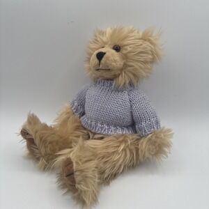 The Healing Garden Plush Teddy Bear Lavender Knit Sweater 10" Fluffy Soft Toy